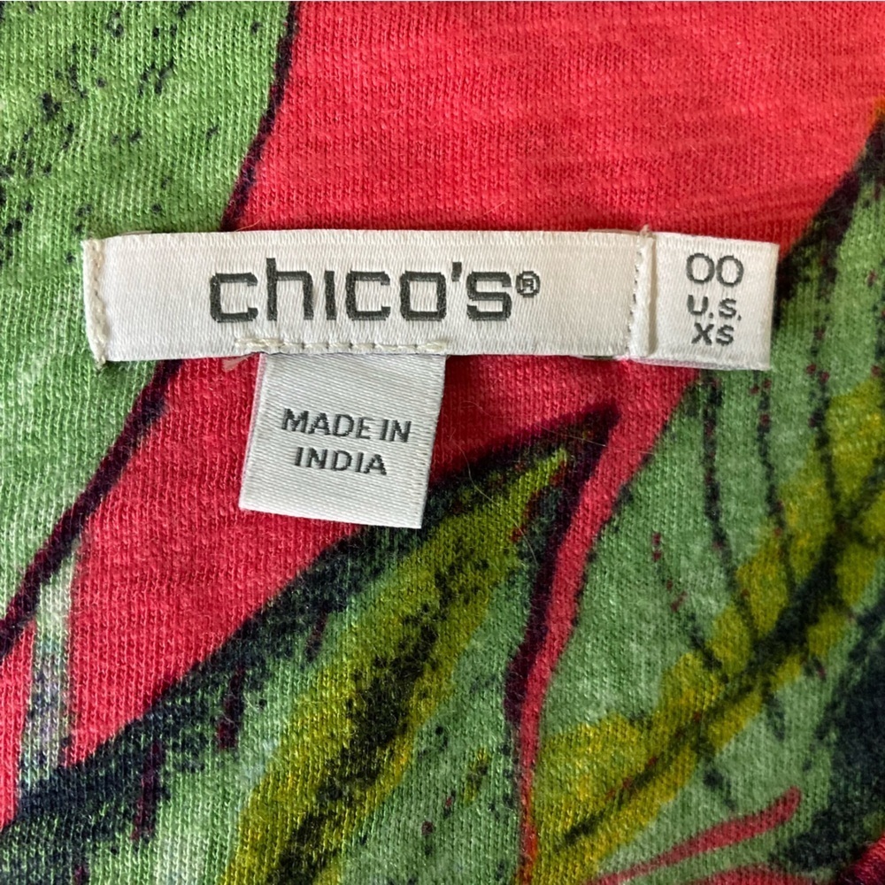 Chico’s Cotton Botannical Slub V-neck Tee Strawberry Margarita (Size XS) - Picture 7 of 10